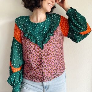 Farm Rio for Anthro Leopard Print Top